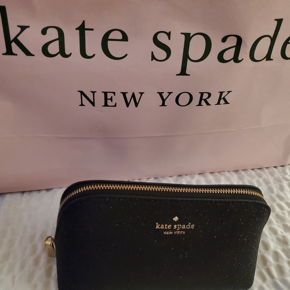 Kate Spade Lola Small Dome Glitter Black Cosmetic